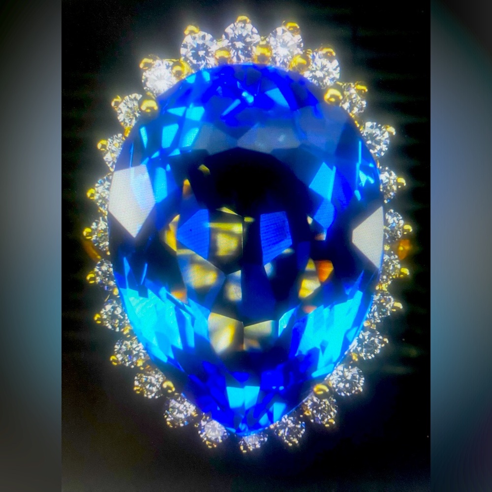 Stunning rich natural blue topaz, pear-shaped ring size 6.5.‼️